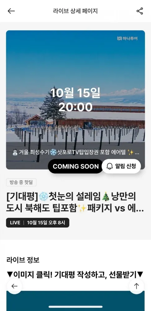 [SSG라이브] 하나투어 홋카이도 4일 패키지/에어텔 (49만원대~)