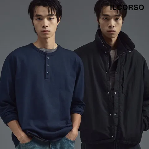 일꼬르소 미니멀 엣지 크롭 블루종