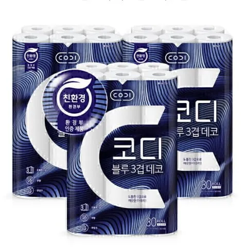 [지마켓] 코디 블루 3겹 데코 화장지 30롤3팩(27,920원/무료)