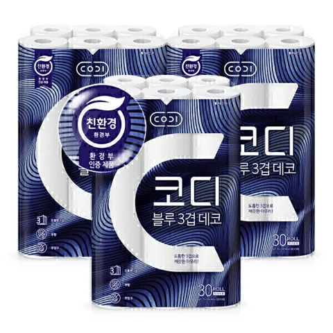 코디 블루 3겹 데코 화장지 30롤3팩