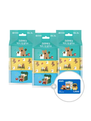 크리넥스 에코그린 쁘띠물티슈 다이노탱 10매X6입X3팩