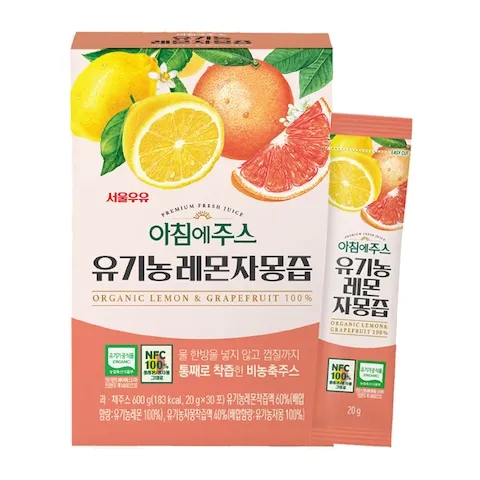 서울우유 아침에주스 유기농 레몬자몽즙 20그램 30포