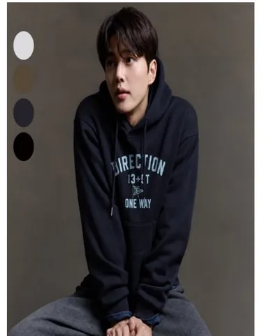 폴햄 세미 오버핏 플리스 후드맨투맨