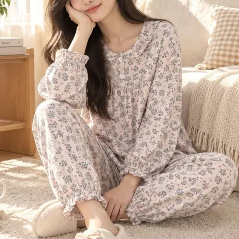 여성 양모기모 파자마 상하세트