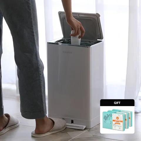 매직캔 히포2 크롬 오토실링 휴지통 27L + 리필 3롤 증정