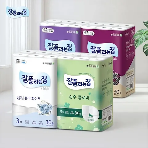 잘풀리는집 순수클로버 천연펄프 화장지 30롤 2팩