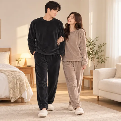 밍크털 폭닥 수면 파마자 상하세트 or 바지 1+1
