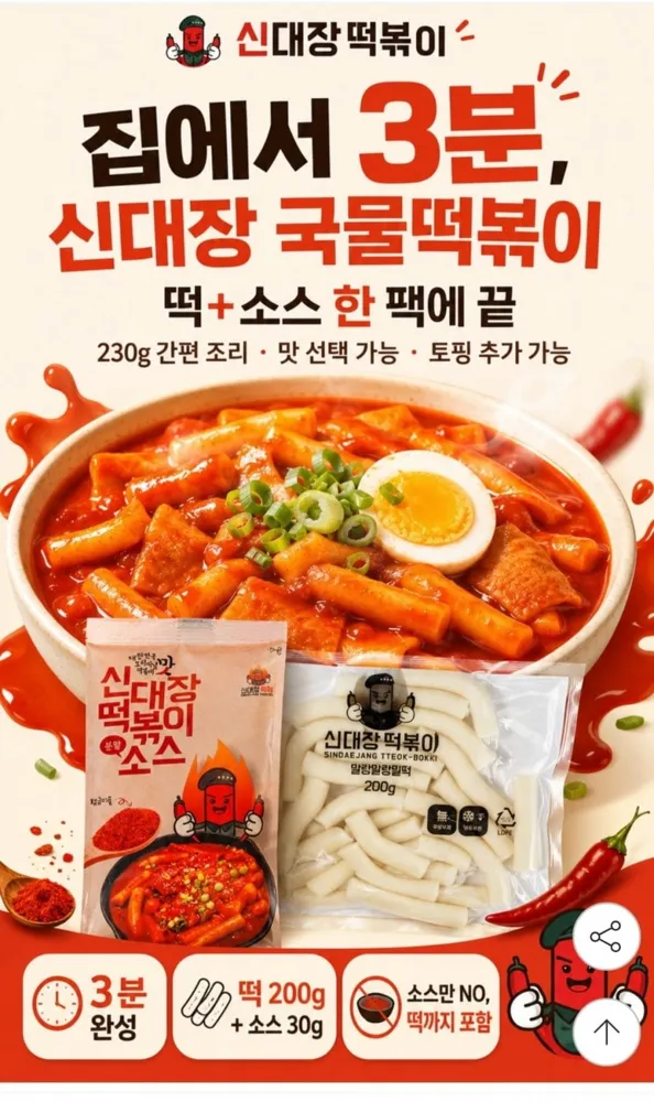 G마켓 신대장떡볶이1인분230그램 10팩 13,350원 무배