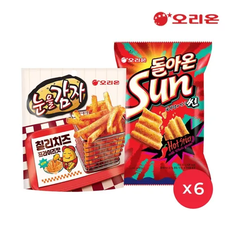 오리온 눈을감자 칠리치즈 프라이즈 56g 6개 + 썬 핫스파이시 80g 6개