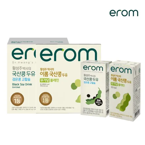 이롬 국산콩두유 혼합구성 검은콩 고칼슘 무가당 플레인 190ml 32팩