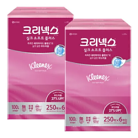 크리넥스 실크소프트 250매 6입 2팩 (21,800원) (무료)