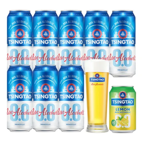 칭따오 0.0 논알콜릭 전용잔 패키지 500ml 8캔 + 전용잔 + 체험캔