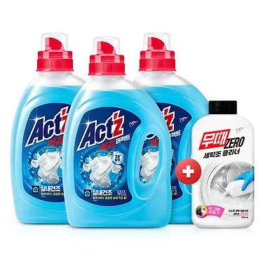 액츠 퍼펙트 실내건조 세탁세제 2.7Lx3개+세탁조클리너500ml