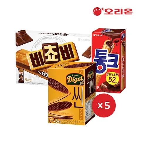 비쵸비(125g)x5개+통크(45g)x5개 +다이제씬(84g)x5개