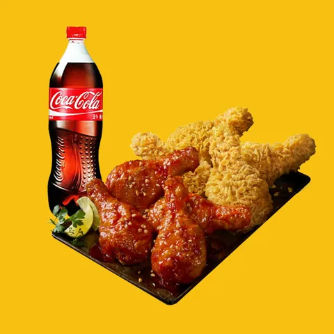 황올반+BBQ양념반(닭다리)+콜라1.25L