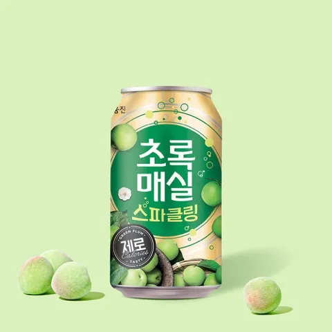 초록매실 스파클링 제로 캔 350ml, 24개