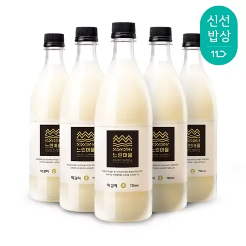 배상면주가 무아스파탐 느린마을막걸리 750ml x 5입 / 코스터 랜덤증정 1개