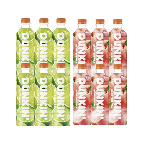 던킨 제로 아이스티 화이트피치 6개 + 샤인앤라임 6개, 500ml, 1세트