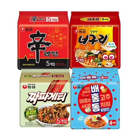 신라면 5입+너구리 5입+짜파게티5입+배홍동 4입