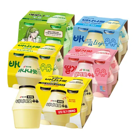 빙그레 뚱단지 우유 5종 240mlx16개 /무가당/딸기맛/메로나맛/라이트