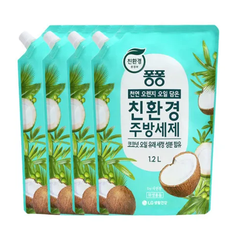 퐁퐁 친환경 주방세제 코코넛 1.2L 4개