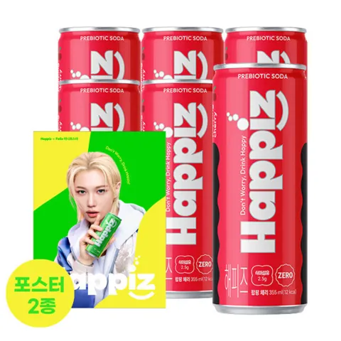 해피즈 팝핑체리 제로 355ml캔 12입+필릭스 미니포스터 기획팩