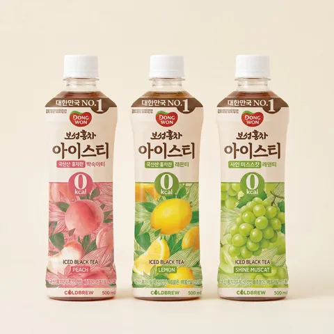동원 보성홍차 아이스티 제로 4종(복숭아+레몬+머스캣+애플), 500ml