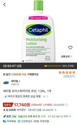 세타필 모이스춰라이징 로션 1.25L 1개