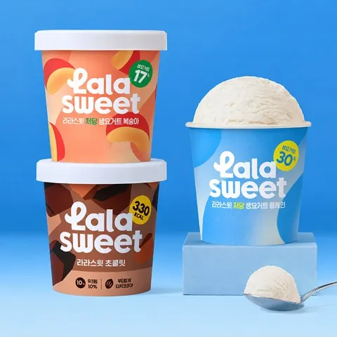 라라스윗 파인트 아이스크림, 474ml, 초코 2개 + 복숭아 2개 + 요거트 2개, 6개
