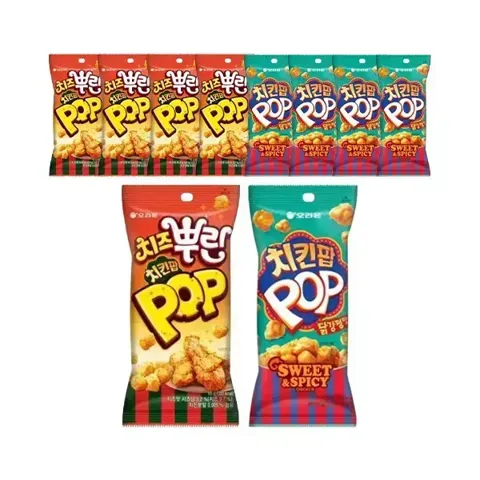 티멤) 오리온 치즈뿌린 치킨팝 65g, 5개 + 치킨팝 닭강정 65g, 5개