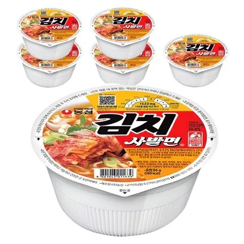 농심 김치 사발면 86g, 6개