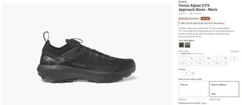 아크테릭스 버텍스 알파인 GTX $124.83