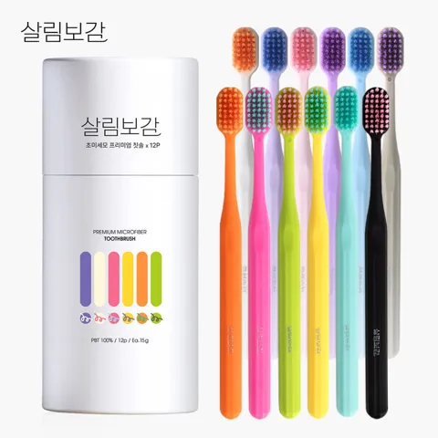 살림보감 부드러운 초미세모 탄력 칫솔 12개입