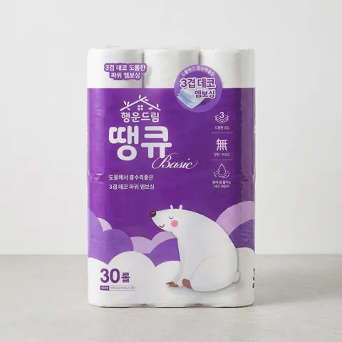 행운드림 땡큐 베이직 화장지 3겹 30롤 14m 1팩