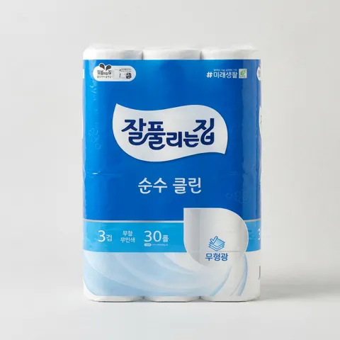 잘풀리는집 순수 클린, 3겹, 25m, 30롤, 2팩
