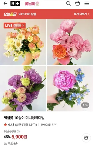 제철꽃 10송이 미니생화다발