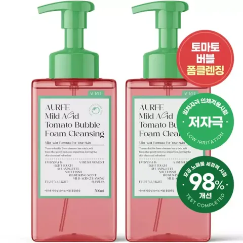 1 + 1아우페 약산성 토마토 폼클렌징 500ml 저자극 대용량 세안제 클렌징폼 폼클렌징