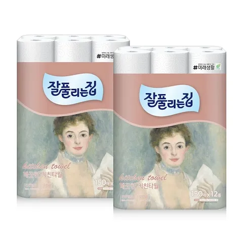 잘풀리는집 키친타월 150매 12롤 * 2팩 (총 24롤)
