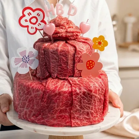 ++1 No.9등급 한우 두근하소 눈꽃 2단케이크 1.2kg 부모님선물 생일 생신 기념일 [원산지:국산]
