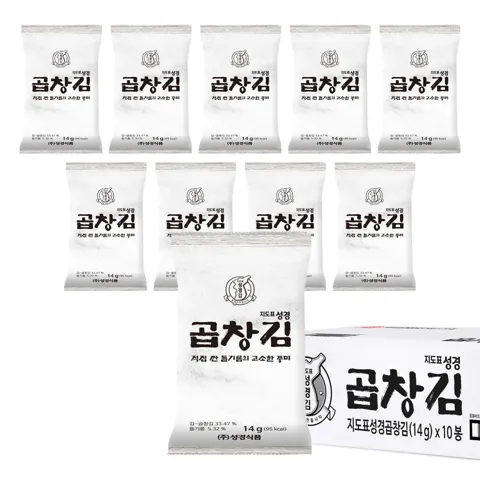 지도표 성경김 곱창김 곱창돌김 도시락 조미 식탁김 14g 10봉 [원산지:국산]