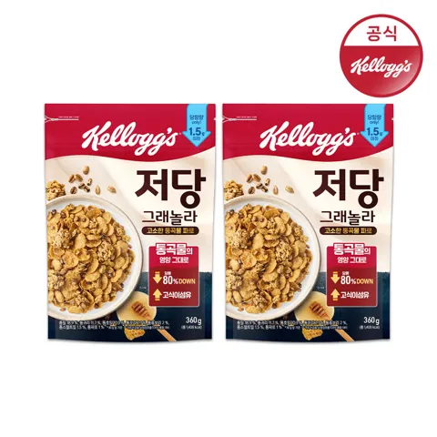 켈로그 NEW 저당 그래놀라 고소한 통곡물 파로 360g 1팩 + 1팩 [원산지:상세설명에 표시]
