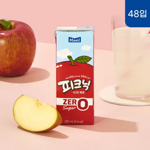 [대량구매] 피크닉 사과 제로 200ml 48팩 [피크닉 젤리 추가 구매 옵션] [도착보장] [원산지:상세설명에 표시]