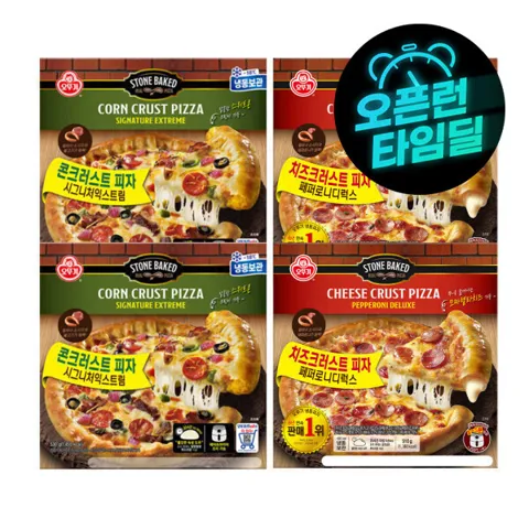 오뚜기 크러스트 피자 혼합 4판(페페로니디럭스2+시그니처익스트림2)