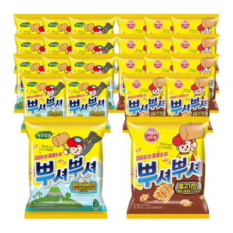 [네이버 ONLY] [12+12] 오뚜기 뿌셔뿌셔 12개 2가지 맛 선택 (제주마농버터맛/바베큐맛/양념치킨맛/불고기맛/콘크림스프팝콘/나쵸/크리스피롤 외) [원산지:상세설명참조]