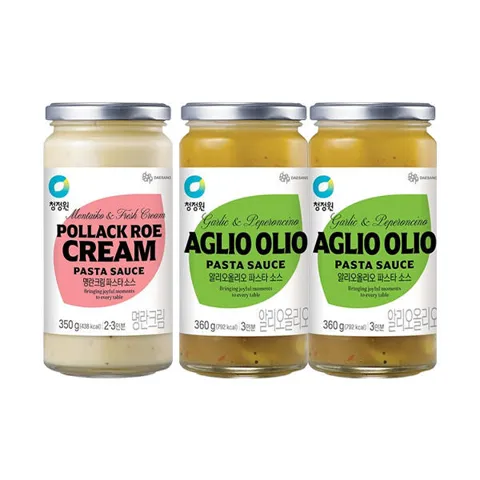 청정원 파스타소스, 알리오올리오, 360g, 2개 + 명란크림, 350g, 1개