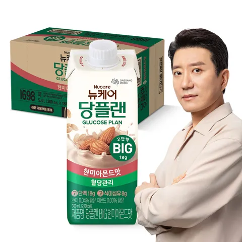 [네이버단독] 뉴케어 당플랜 BIG 고용량 당뇨영양식 현미아몬드맛, 300ml, 18개 [원산지:상세설명에 표시]