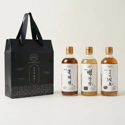 자연미가 안유성 백간장 560g 1개+꽃게액 560g 1개+다시마발효식초 560g 1개