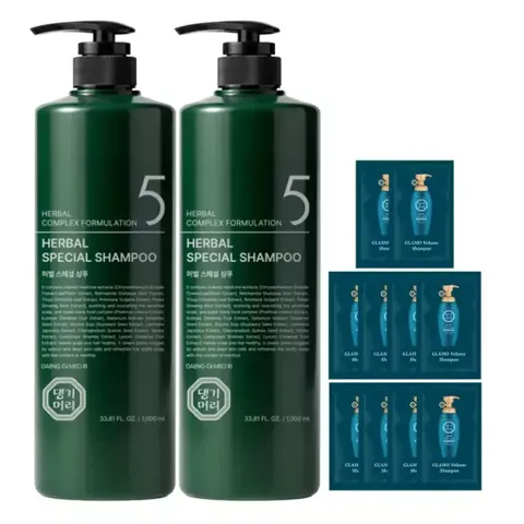 댕기머리 허벌 스페셜 탈모샴푸 1000ml 2개+샴푸 10매+바디로션 200ml+쇼핑백