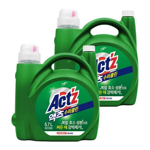 액체세제 대용량 액츠 수퍼클린 찌든때 5.7L 2개 겸용