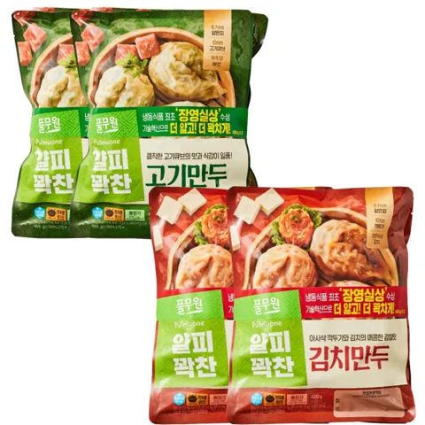 풀무원 얄피꽉찬 만두 400G X 8팩 (고기4 + 김치4)